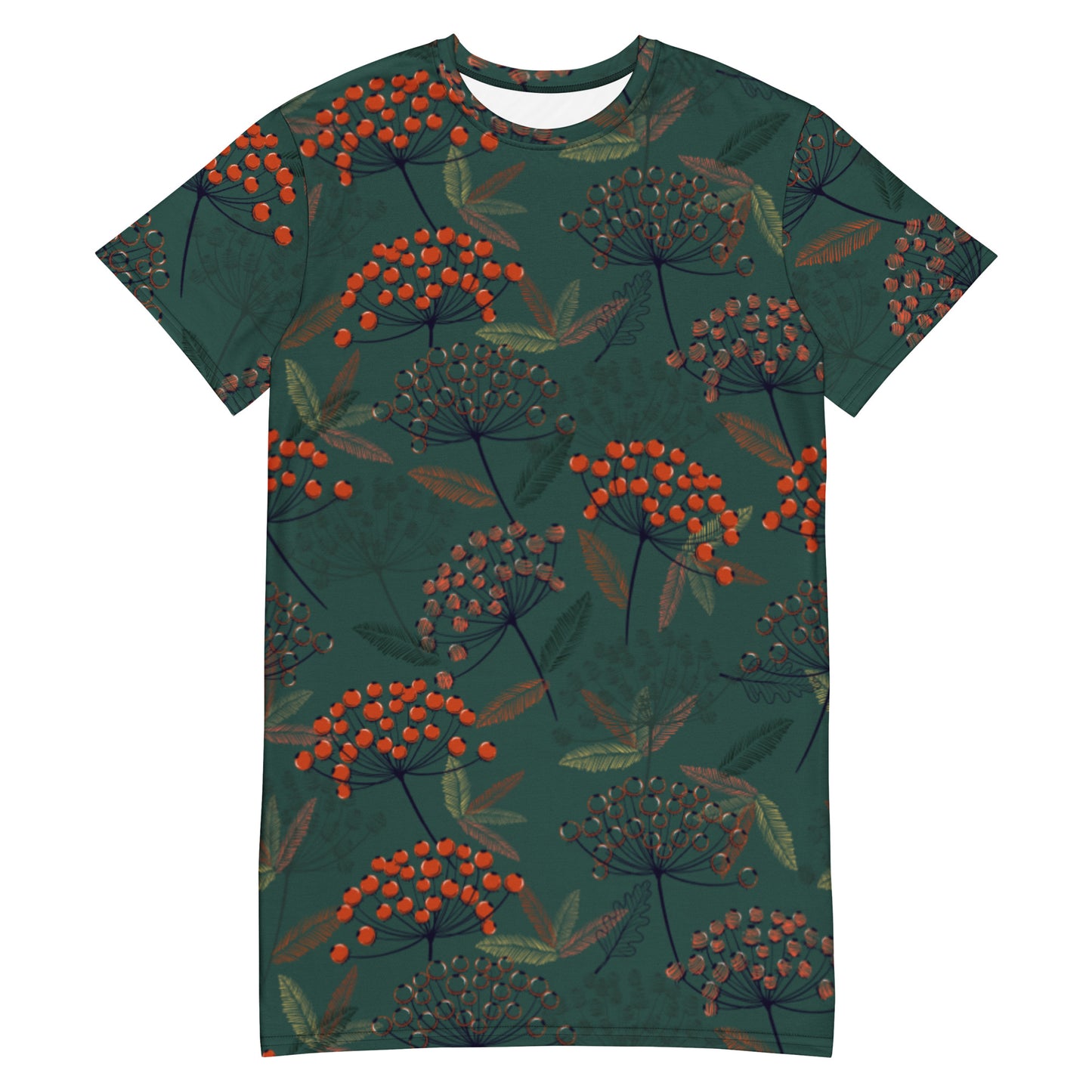 Pihlaja (Rowan) - T-shirt dress - T-Shirt Dress- Print N Stuff - [designed in Turku FInland]