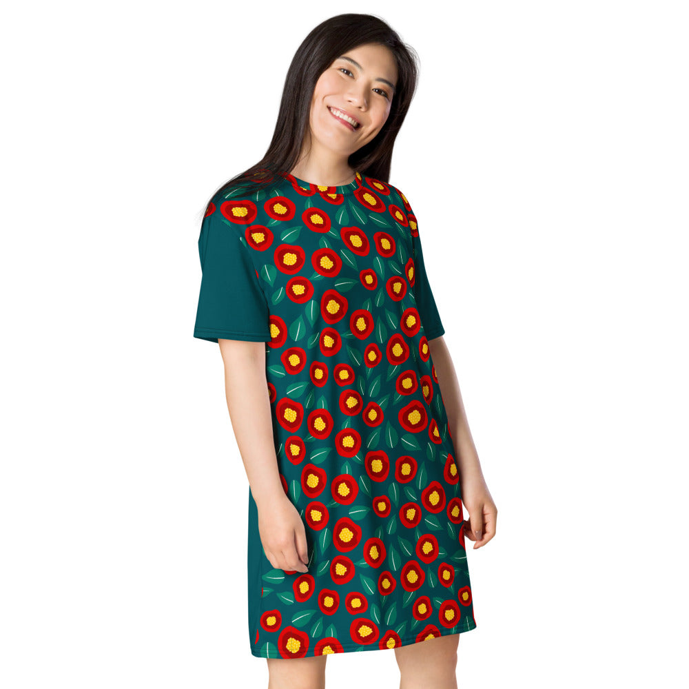 Summer Poppies - T-shirt dress - T-Shirt Dress- Print N Stuff - [designed in Turku FInland]