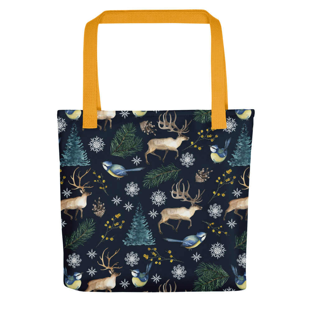 Porot ja Sinitiaiset (Reindeers and Blue Tits) - Tote bag - Bags- Print N Stuff - [designed in Turku FInland]