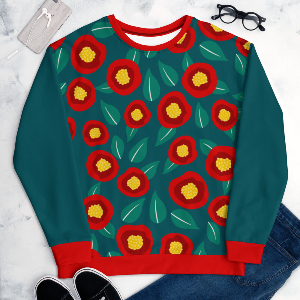 Summer poppies - Unisex Sweatshirt - Long Sleeve- Print N Stuff - [designed in Turku FInland]