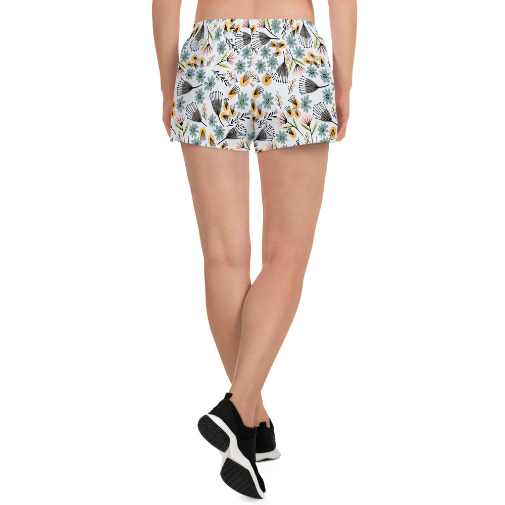 Summer Flowers - Women's Athletic Short Shorts - Shorts- Print N Stuff - [designed in Turku FInland]