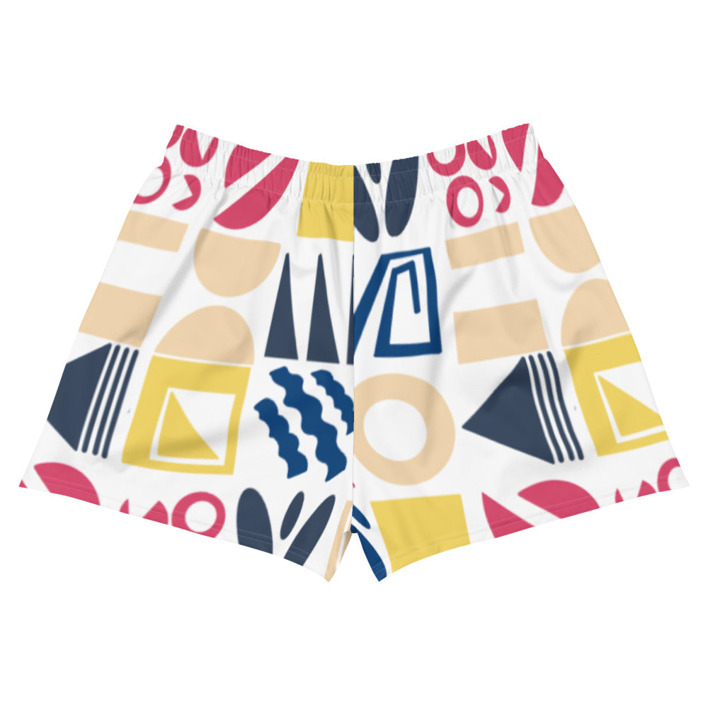 Fun Shapes - Women's Athletic Short Shorts - Shorts- Print N Stuff - [designed in Turku FInland]