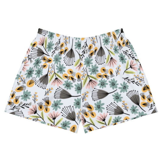 Summer Flowers - Women's Athletic Short Shorts - Shorts- Print N Stuff - [designed in Turku FInland]