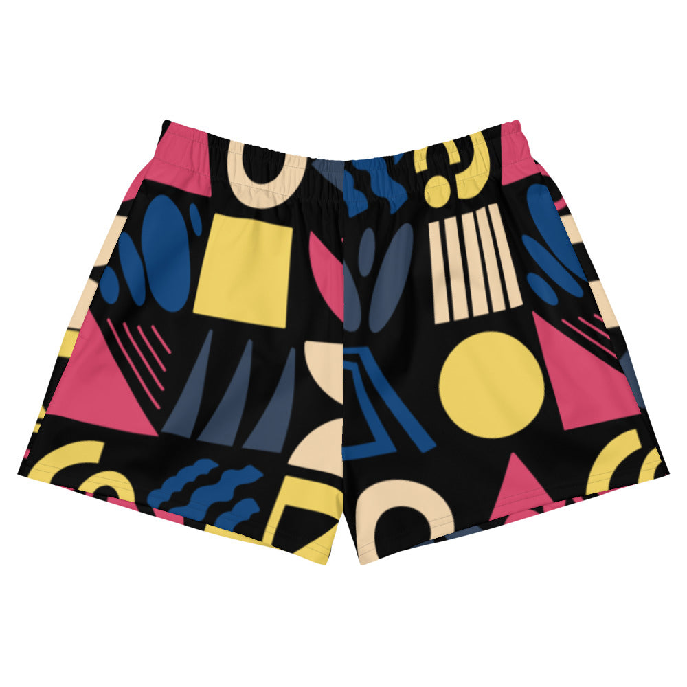 Fun Shapes - Women's Athletic Short Shorts - Shorts- Print N Stuff - [designed in Turku FInland]