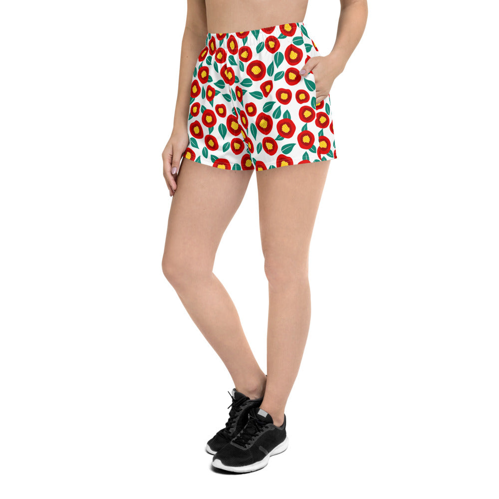 Summer poppies - Women's Athletic Short Shorts - Shorts- Print N Stuff - [designed in Turku FInland]