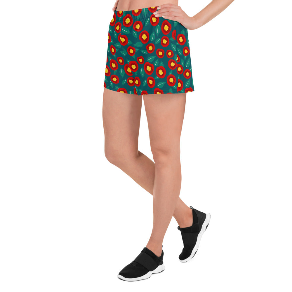Summer poppies - Women's Athletic Short Shorts - Shorts- Print N Stuff - [designed in Turku FInland]