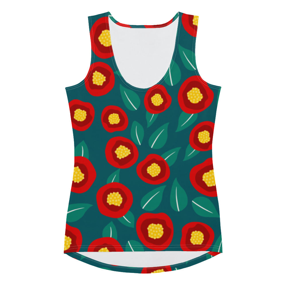 Summer poppies - Sublimation Cut & Sew Tank Top - Shirts & Tops- Print N Stuff - [designed in Turku FInland]