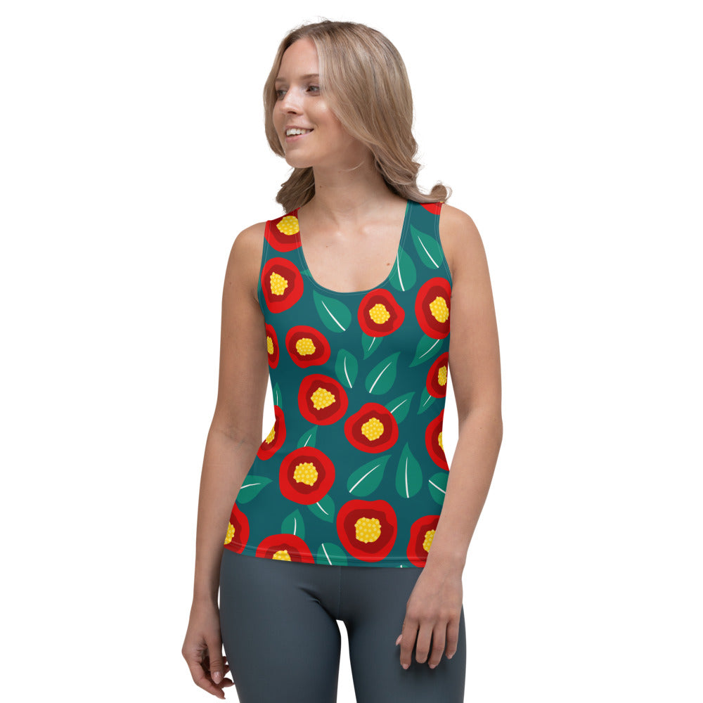 Summer poppies - Sublimation Cut & Sew Tank Top - Shirts & Tops- Print N Stuff - [designed in Turku FInland]