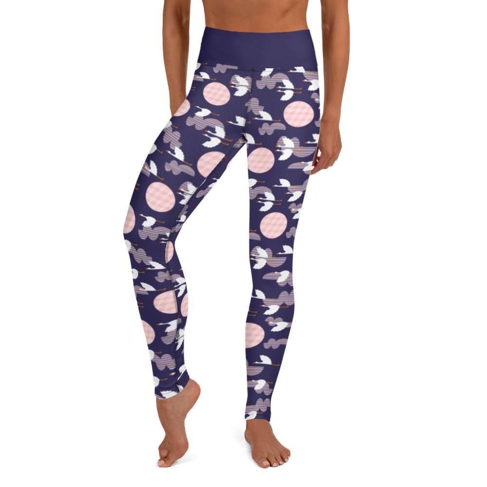 Midnight Storks - Yoga Leggings - Leggings- Print N Stuff - [designed in Turku FInland]