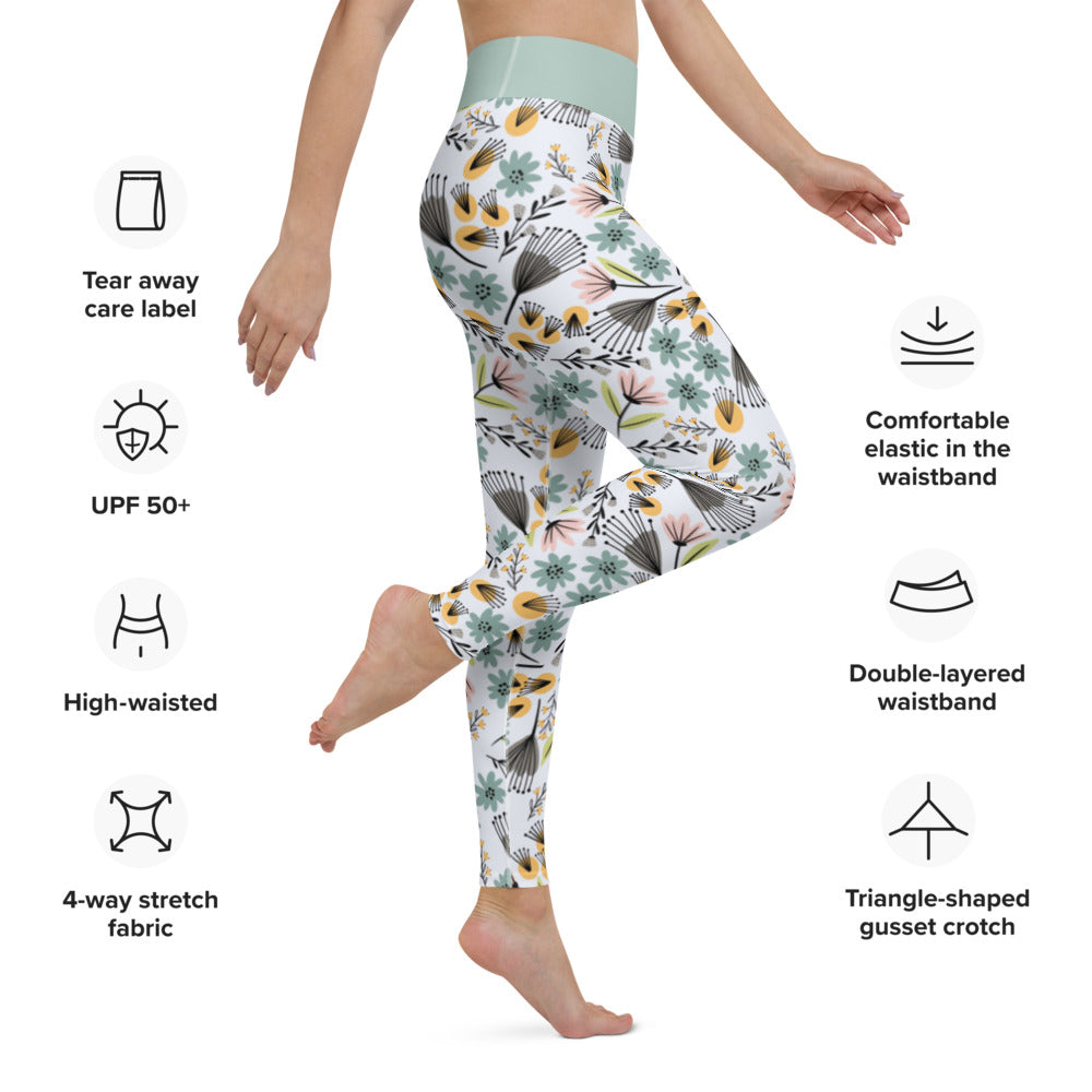 Summer Flowers - Yoga Leggings - Leggings- Print N Stuff - [designed in Turku FInland]