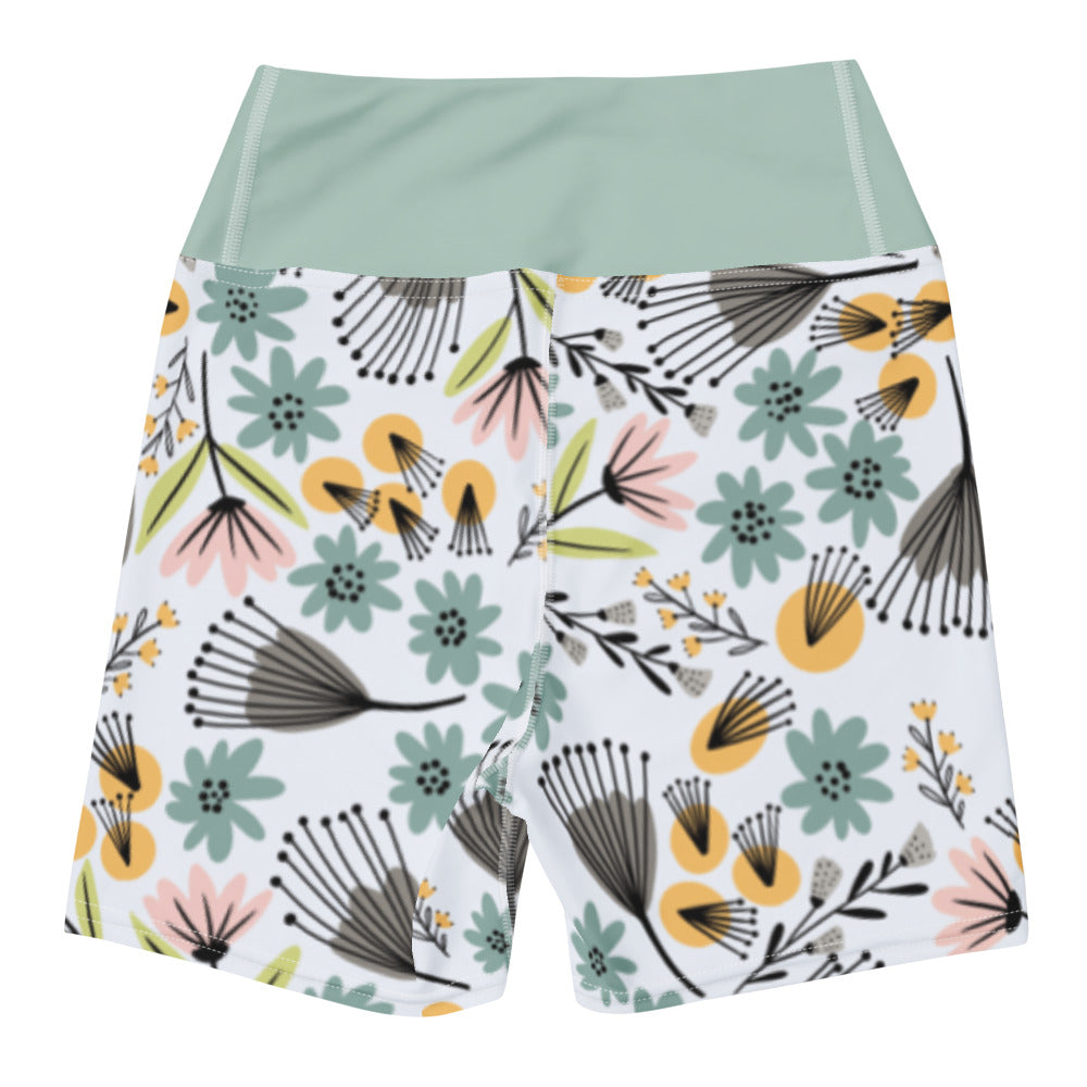 Summer Flowers - Yoga Shorts - Leggings- Print N Stuff - [designed in Turku FInland]