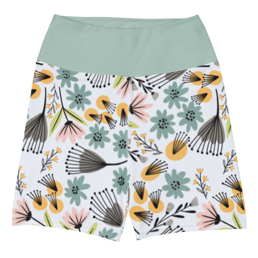 Summer Flowers - Yoga Shorts - Leggings- Print N Stuff - [designed in Turku FInland]