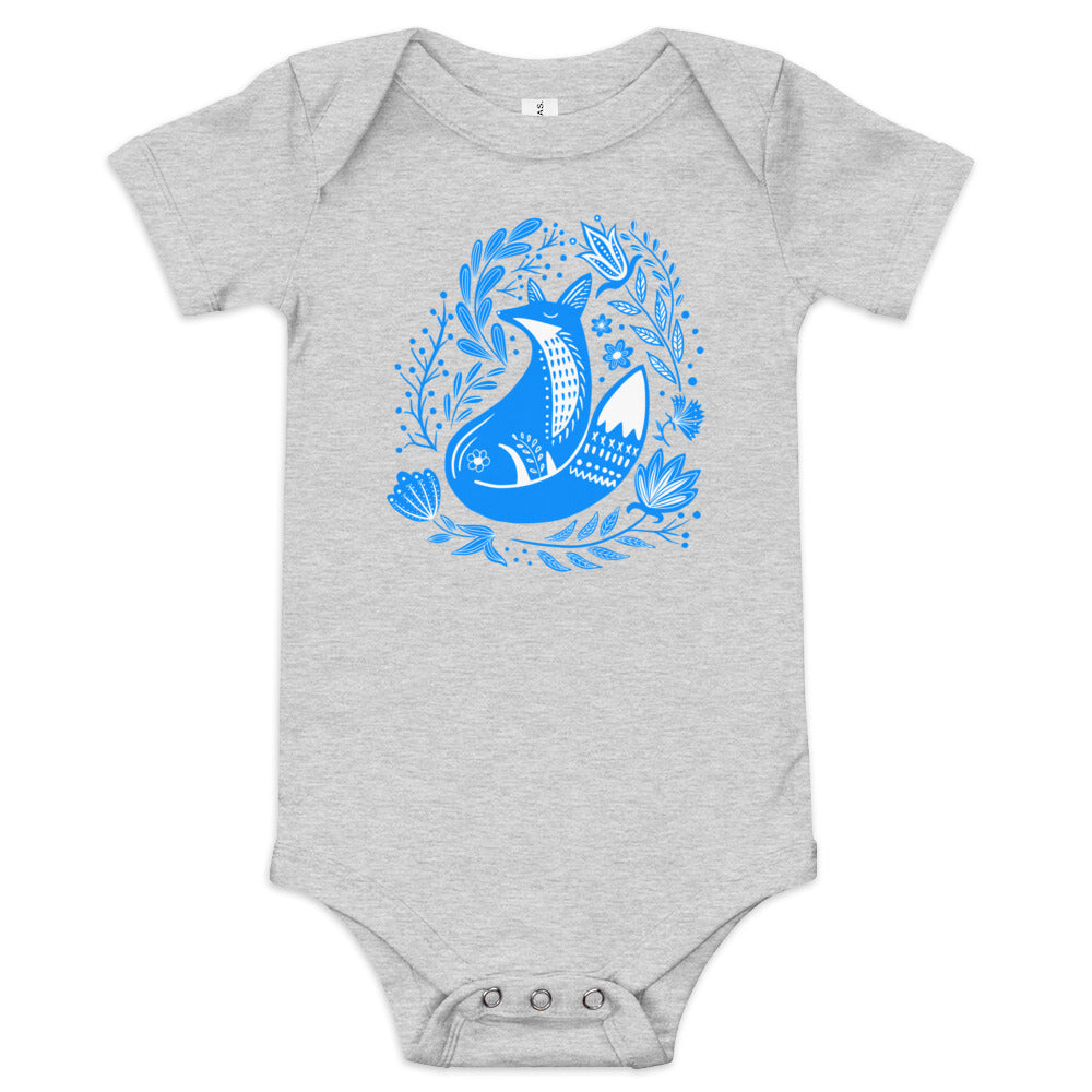 Forest Fairytales - The Fox - Baby short sleeve one piece - One-piece- Print N Stuff - [designed in Turku FInland]