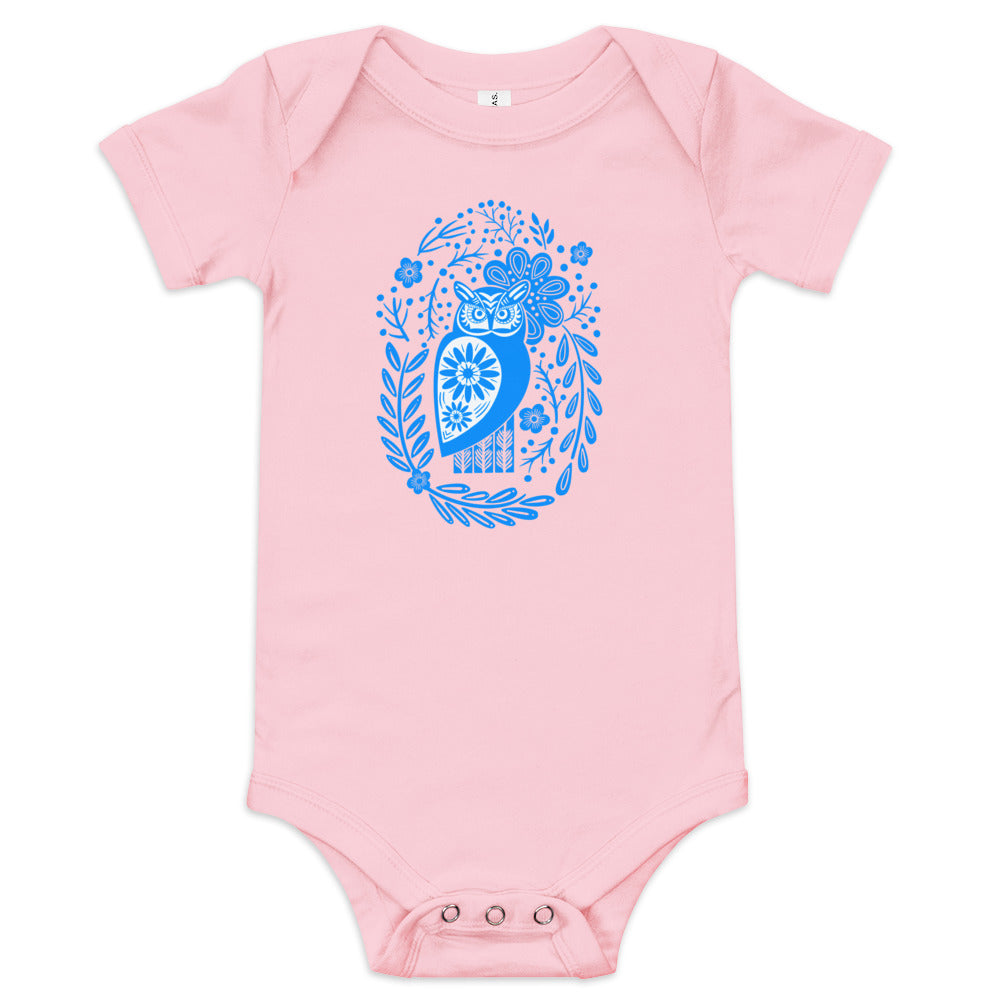 Forest Fairytales - The Owl - Baby short sleeve one piece - One-piece- Print N Stuff - [designed in Turku FInland]