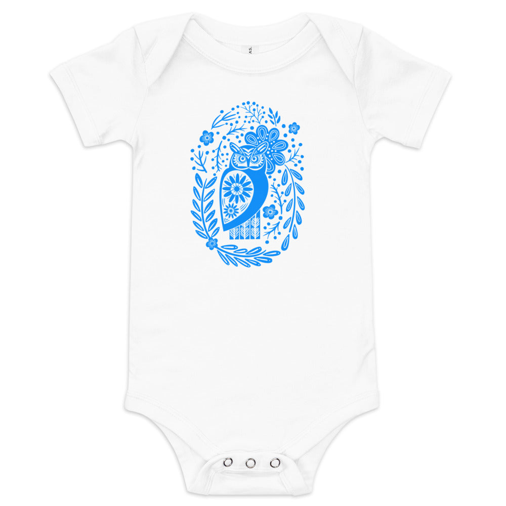 Forest Fairytales - The Owl - Baby short sleeve one piece - One-piece- Print N Stuff - [designed in Turku FInland]