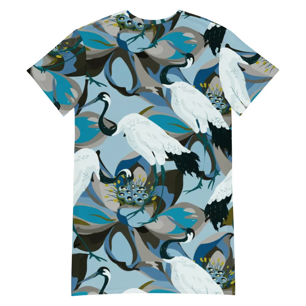 Kurki (Crane) - T-shirt dress - Dresses- Print N Stuff - [designed in Turku FInland]