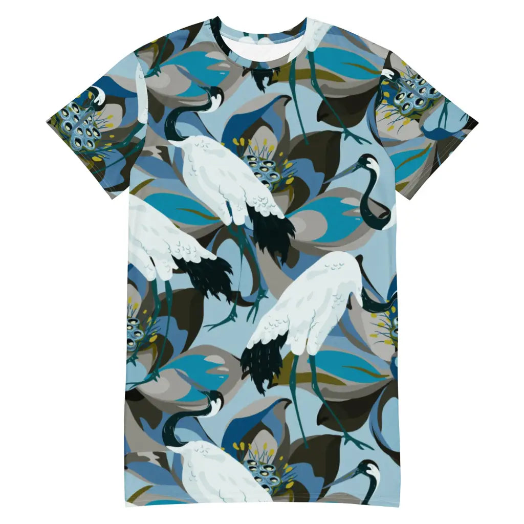 Kurki (Crane) - T-shirt dress - Dresses- Print N Stuff - [designed in Turku FInland]