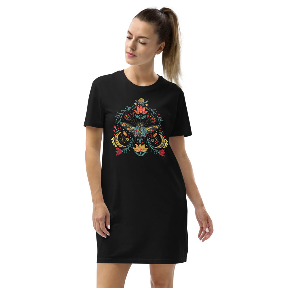 Enchanted beetle - Organic cotton t-shirt dress - T-Shirt Dress- Print N Stuff - [designed in Turku FInland]