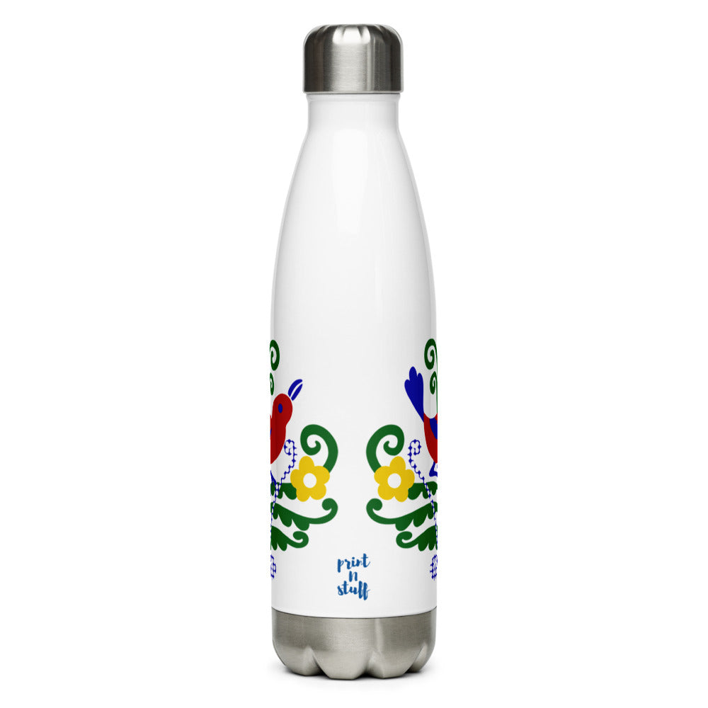 Folk Birds 1.3 - Stainless Steel Water Bottle - Water Bottles- Print N Stuff - [designed in Turku FInland]