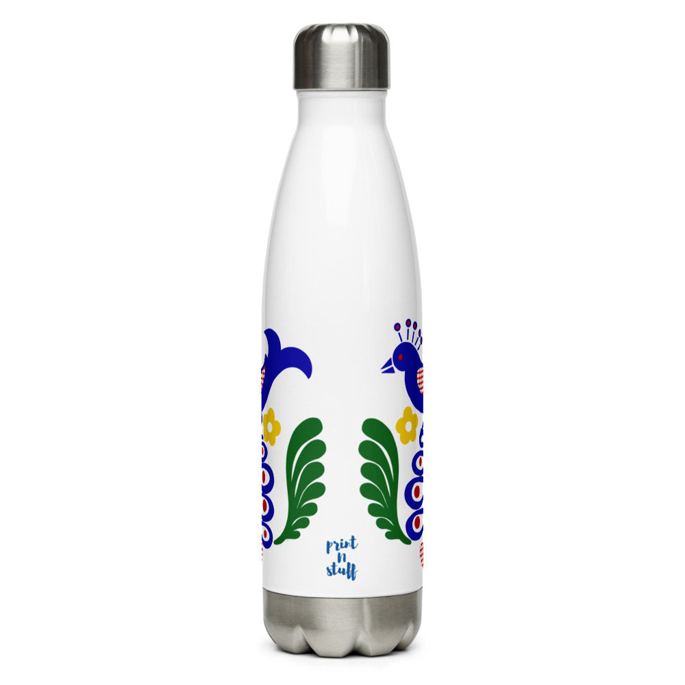 Folk Birds 1.1 - Stainless Steel Water Bottle - Water Bottles- Print N Stuff - [designed in Turku FInland]