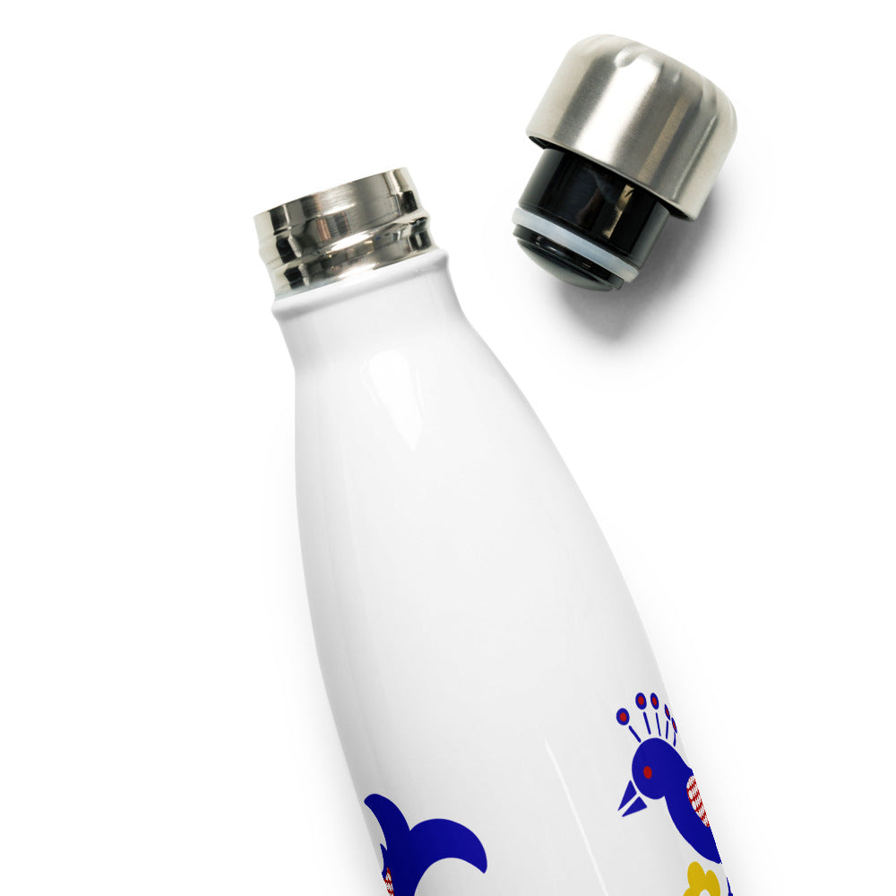 Folk Birds 1.1 - Stainless Steel Water Bottle - Water Bottles- Print N Stuff - [designed in Turku FInland]