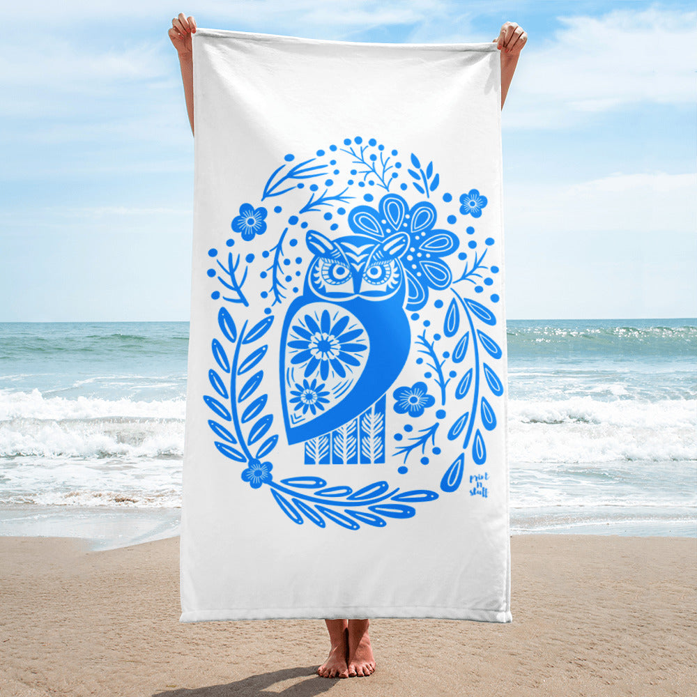 Forest Fairytales - The owl - Towel - Beach Towels- Print N Stuff - [designed in Turku FInland]