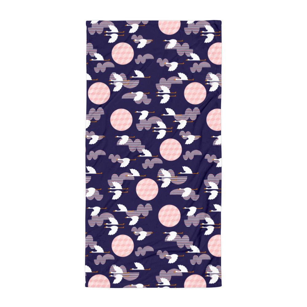 Midnight Storks - Towel - Beach Towels- Print N Stuff - [designed in Turku FInland]