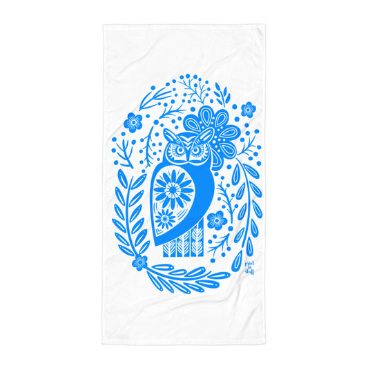 Forest Fairytales - The owl - Towel - Beach Towels- Print N Stuff - [designed in Turku FInland]