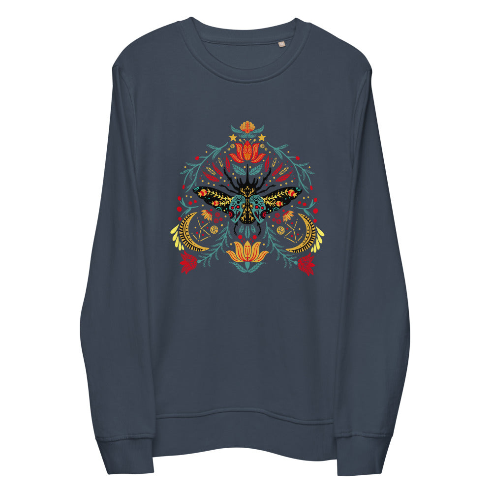 Enchanted beetle - Unisex organic sweatshirt - Long Sleeve- Print N Stuff - [designed in Turku FInland]