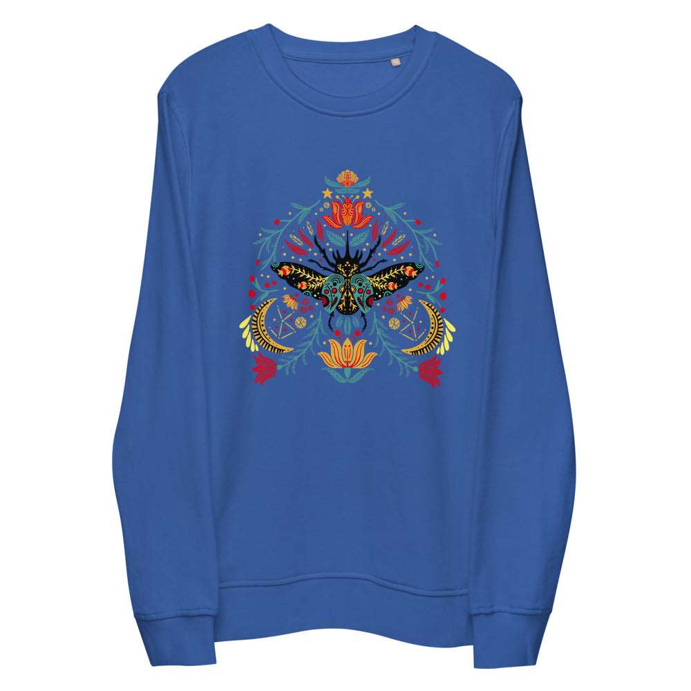 Enchanted beetle - Unisex organic sweatshirt - Long Sleeve- Print N Stuff - [designed in Turku FInland]