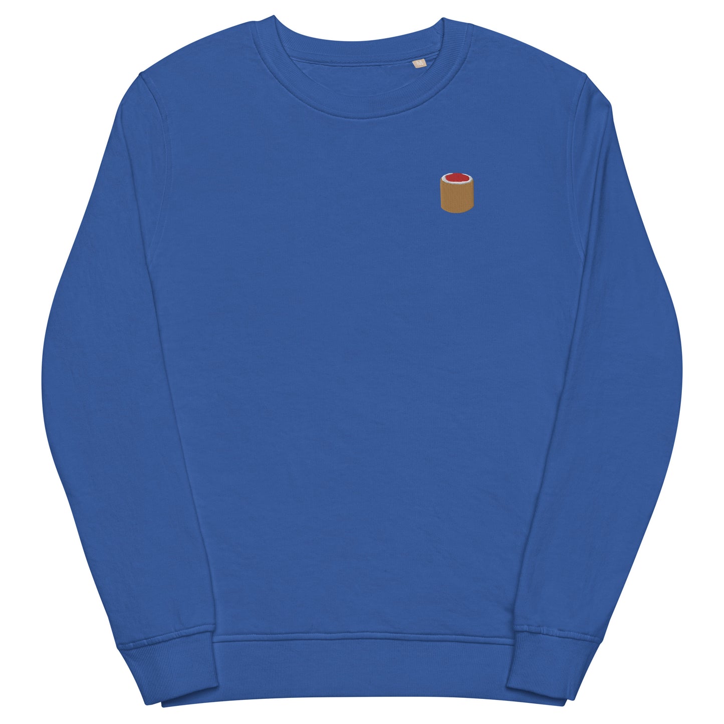 Runebergin torttu - Unisex organic sweatshirt with embroidered detail - Long Sleeve- Print N Stuff - [designed in Turku FInland]
