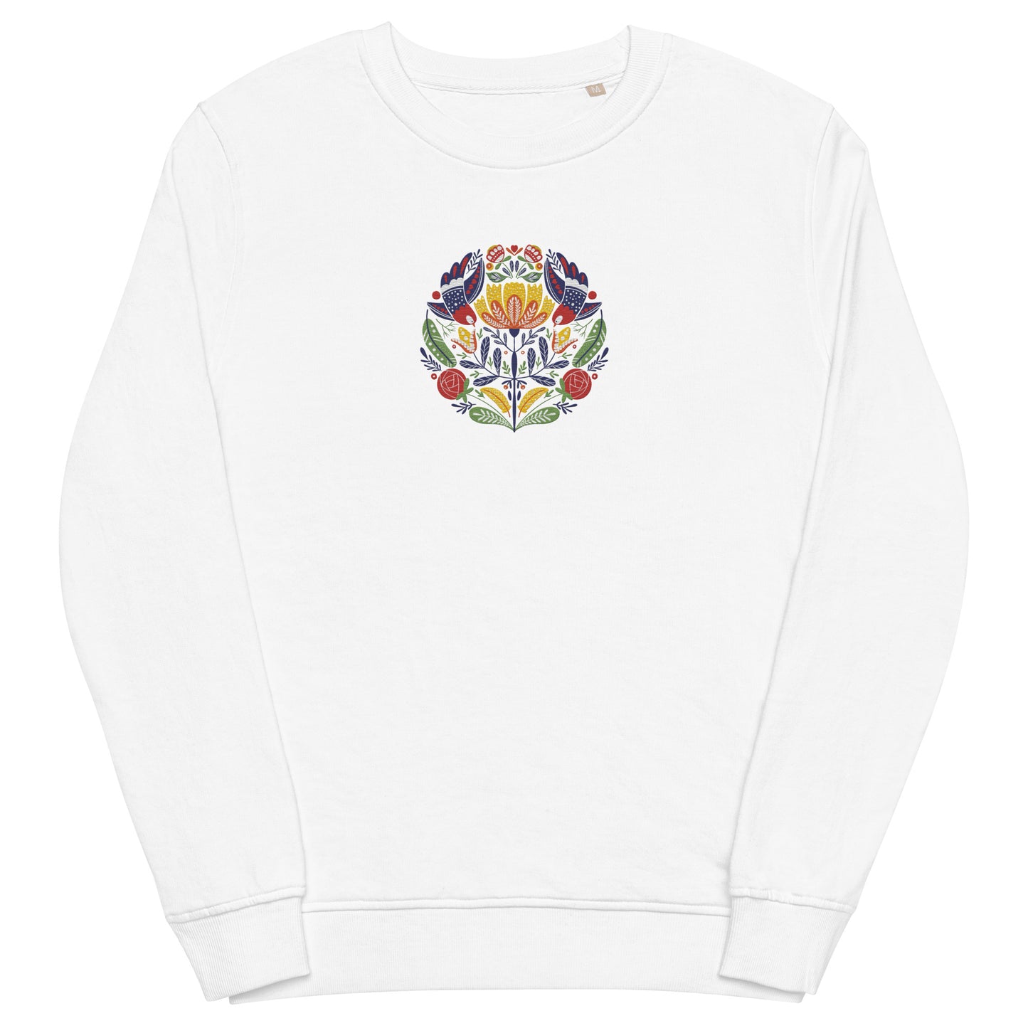 Sparrow Dance - Unisex organic sweatshirt with large chest embroidery - Long Sleeve- Print N Stuff - [designed in Turku FInland]
