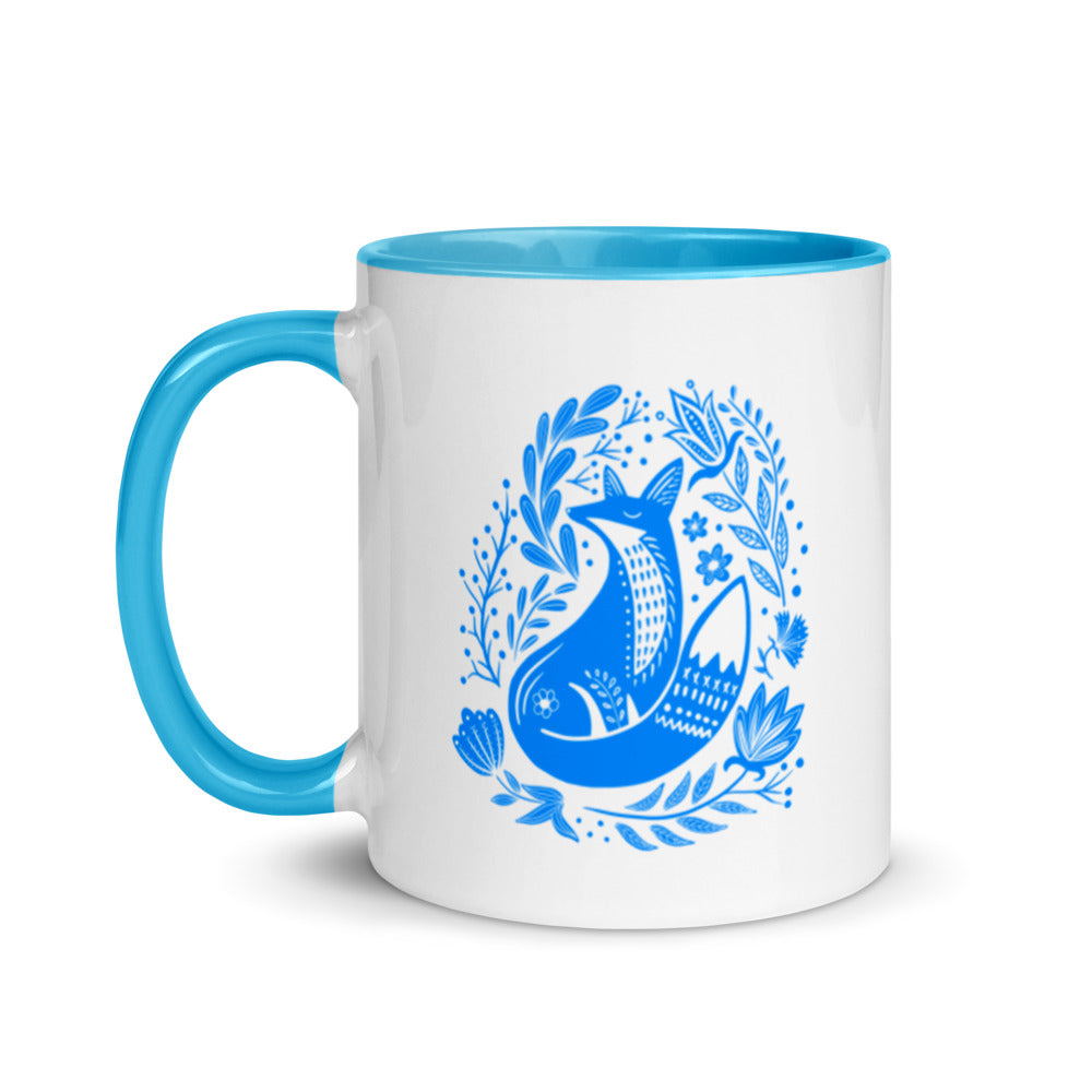 Forest Fairytales - The fox - Mug with Color Inside - Mugs- Print N Stuff - [designed in Turku FInland]