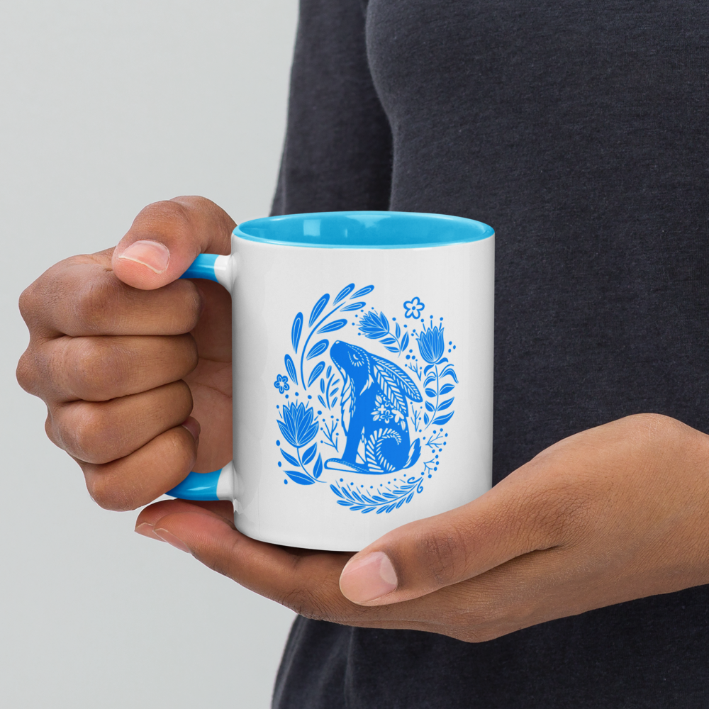 Forest Fairytales - The bunny - Mug with Color Inside - Mugs- Print N Stuff - [designed in Turku FInland]