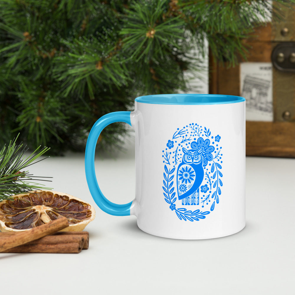 Forest Fairytales - The owl - Mug with Color Inside - Mugs- Print N Stuff - [designed in Turku FInland]