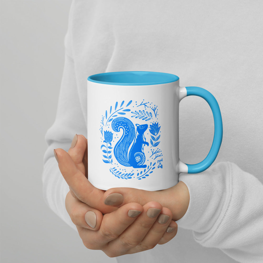 Forest Fairytales - The squirrel - Mug with Color Inside - Mugs- Print N Stuff - [designed in Turku FInland]