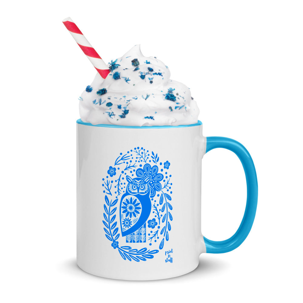 Forest Fairytales - The owl - Mug with Color Inside - Mugs- Print N Stuff - [designed in Turku FInland]