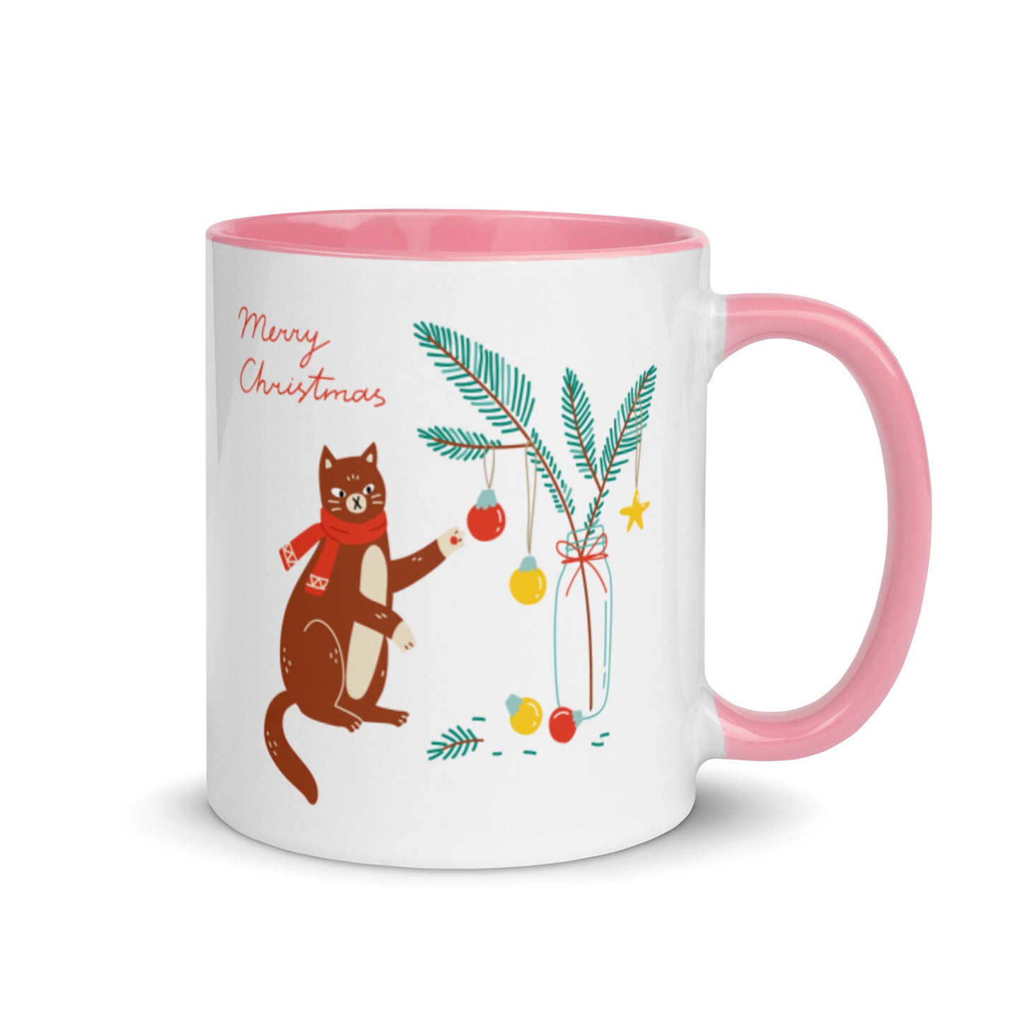 Meowy Christmas - Mug with Color Inside - Mugs- Print N Stuff - [designed in Turku FInland]