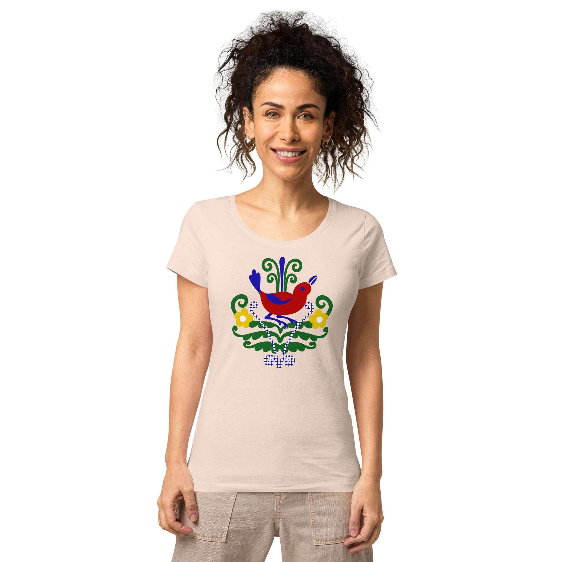 Folk Birds 1.3 - Women’s basic organic t-shirt - Shirts & Tops- Print N Stuff - [designed in Turku FInland]