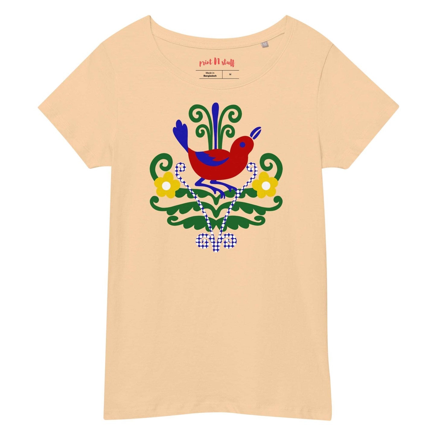 Folk Birds 1.3 - Women’s basic organic t-shirt - Shirts & Tops- Print N Stuff - [designed in Turku FInland]
