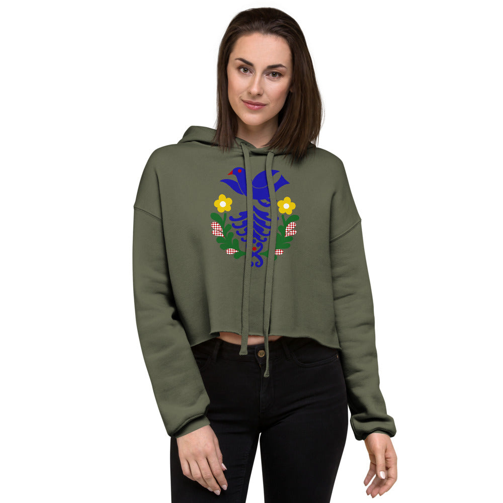 Folk Birds 1.2 - Crop Hoodie - Hoodie- Print N Stuff - [designed in Turku FInland]