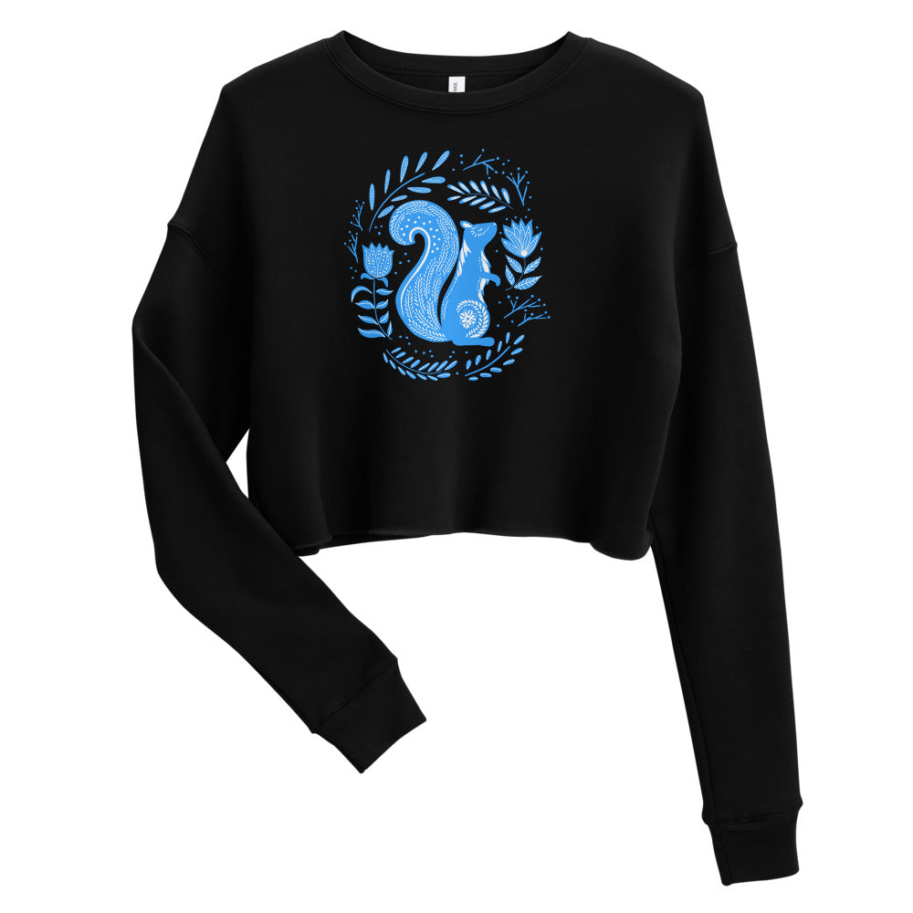 Forest Fairytales - The squirrel - Crop Sweatshirt - Long Sleeve- Print N Stuff - [designed in Turku FInland]