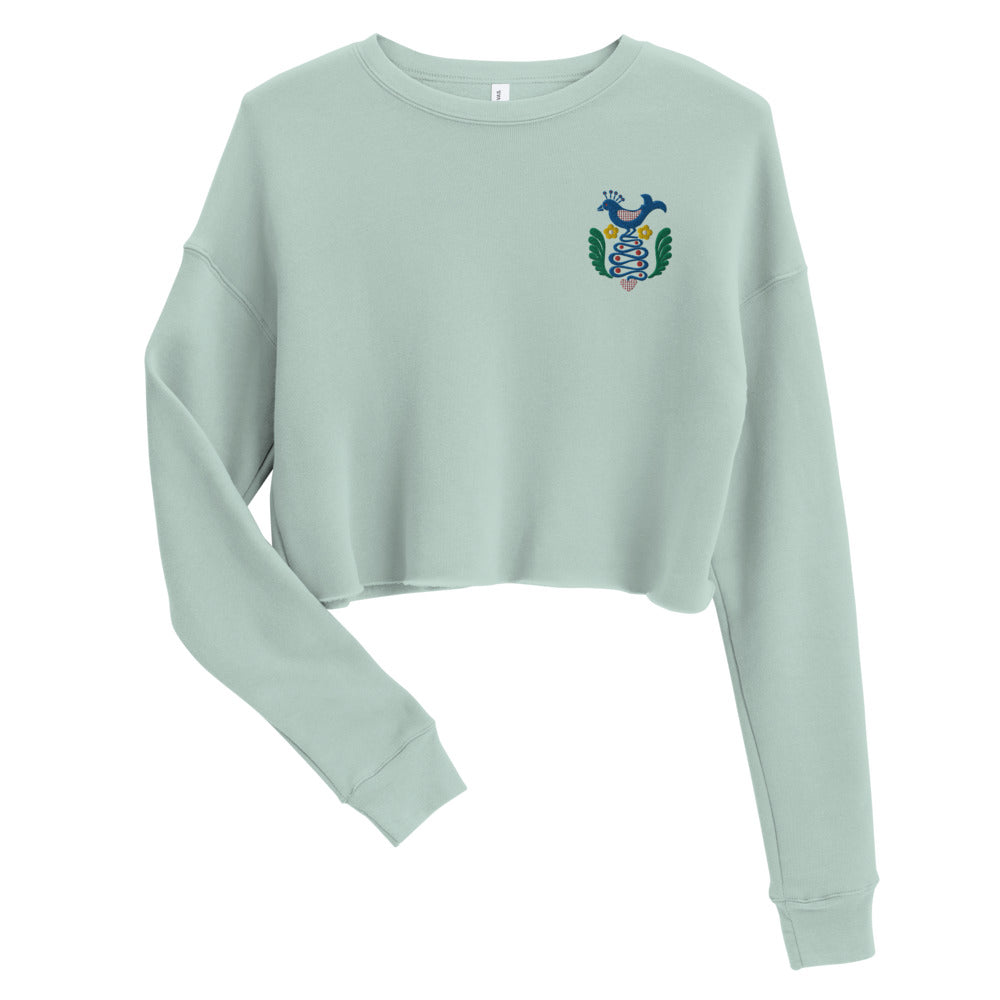 Folk Birds 1.1 - Crop Sweatshirt - Long Sleeve- Print N Stuff - [designed in Turku FInland]