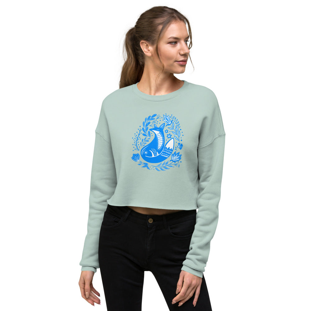 Forest Fairytales - The fox - Crop Sweatshirt - Long Sleeve- Print N Stuff - [designed in Turku FInland]