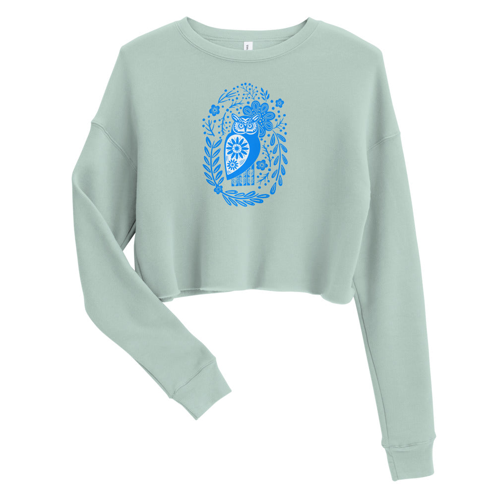Forest Fairytales - The owl - Crop Sweatshirt - Long Sleeve- Print N Stuff - [designed in Turku FInland]