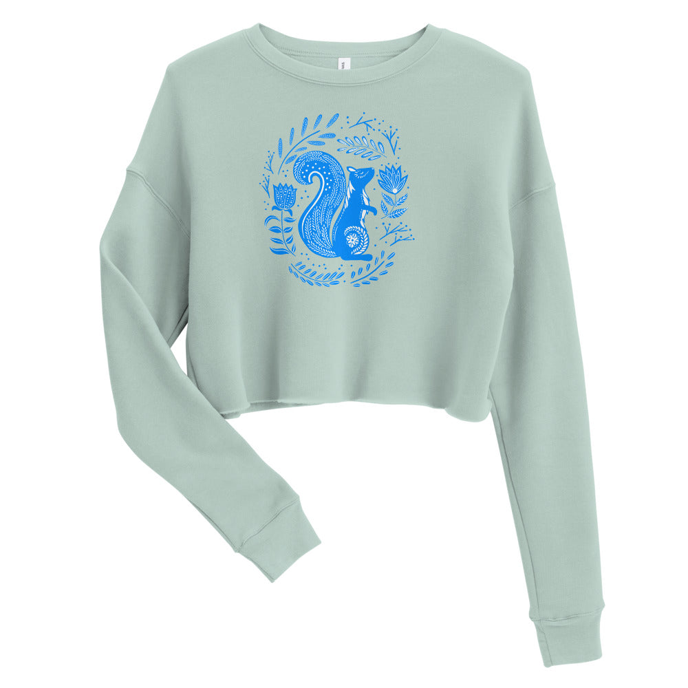 Forest Fairytales - The squirrel - Crop Sweatshirt - Long Sleeve- Print N Stuff - [designed in Turku FInland]
