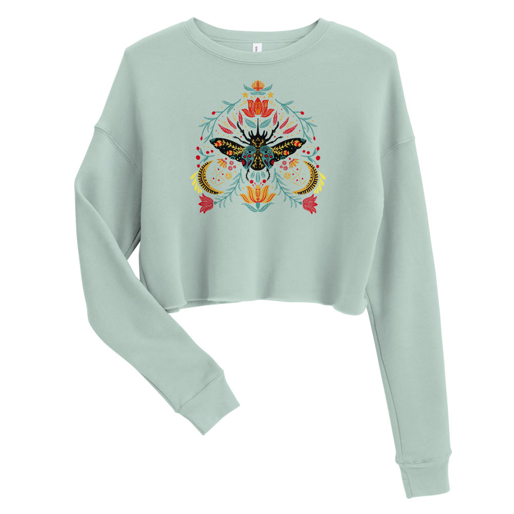 Enchanted beetle - Crop Sweatshirt - Long Sleeve- Print N Stuff - [designed in Turku FInland]