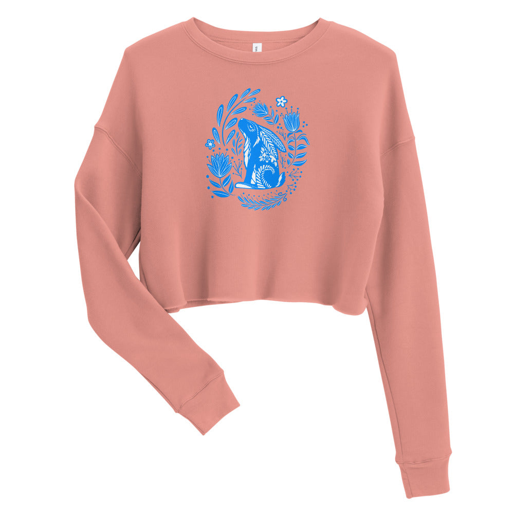 Forest Fairytales - The bunny - Crop Sweatshirt - Long Sleeve- Print N Stuff - [designed in Turku FInland]