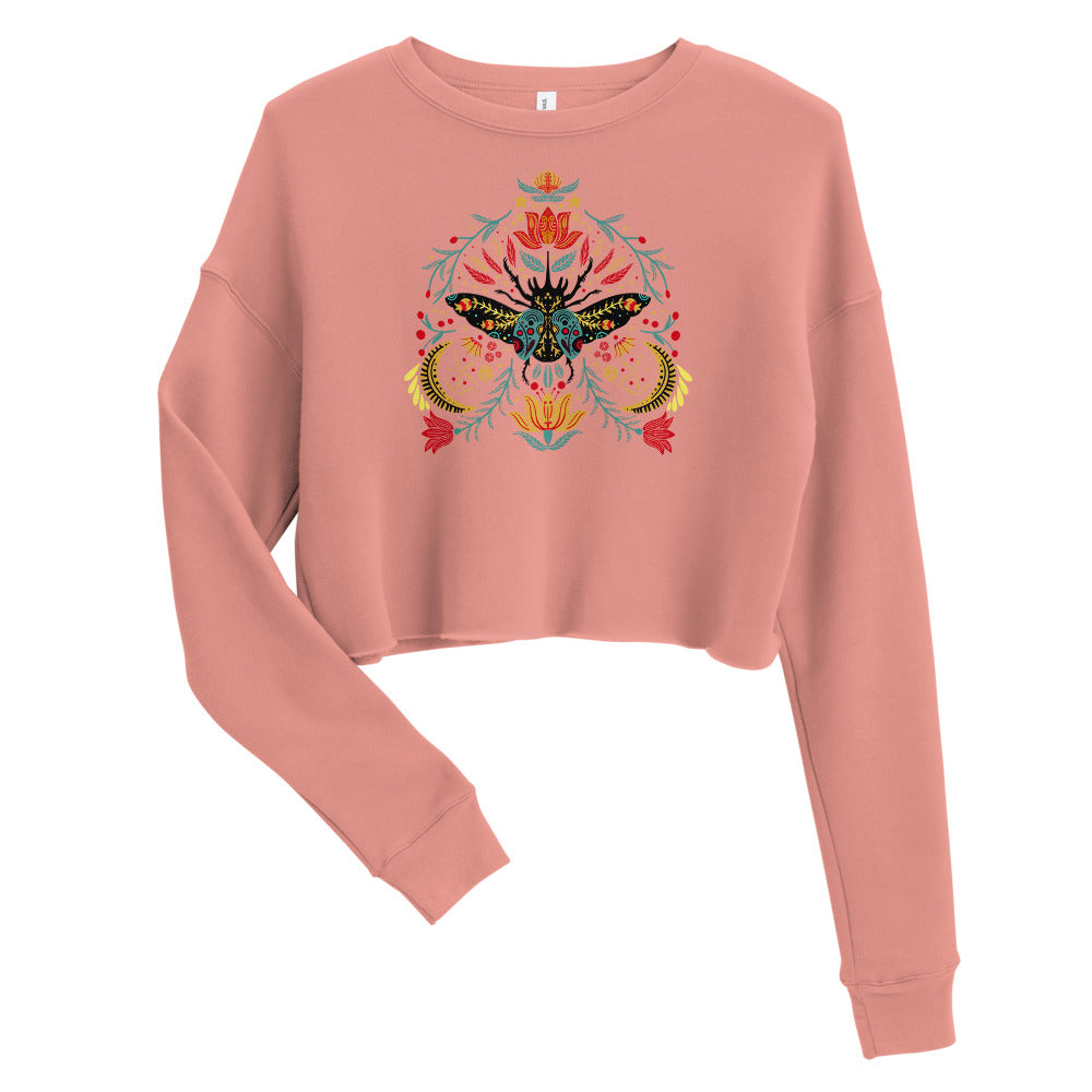 Enchanted beetle - Crop Sweatshirt - Long Sleeve- Print N Stuff - [designed in Turku FInland]