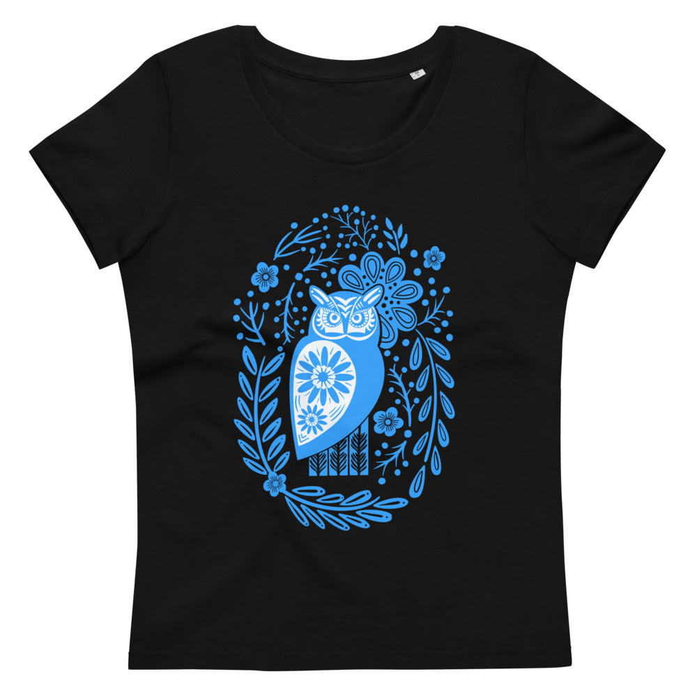 Forest Fairytales - The owl - Women's fitted eco tee - Shirts & Tops- Print N Stuff - [designed in Turku FInland]